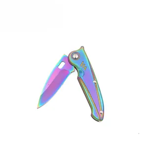 Titanium Polished Folding Blade titanium folding diving pocket knife