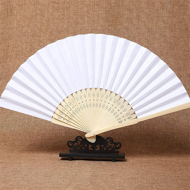 Bulk Wholesale Promotional Custom Logo Hand Held Paper Fan Plain Paper Hand Fans