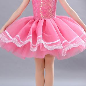 Falda de tutú de Ballet de lentejuelas rosa brillante, Ropa de baile de niña encantadora, traje de baile de tricota rosa - Product Image 5