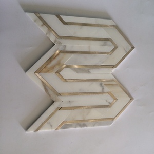 Calacatta Trắng Đá Cẩm Thạch Xám Tĩnh Mạch, Mũi Tên Hình Dạng Đồng Mosaic Gạch - Product Image 5