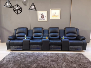 Juego de sofás reclinables para cine en casa, sillón Seccional de 4 asientos de cuero genuino, asientos de amor - Product Image 4