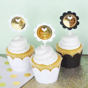 Personalizada bebé pequeño espejo de oro envolturas Cupcake Toppers acrílico Sun forma Cupcake Topper