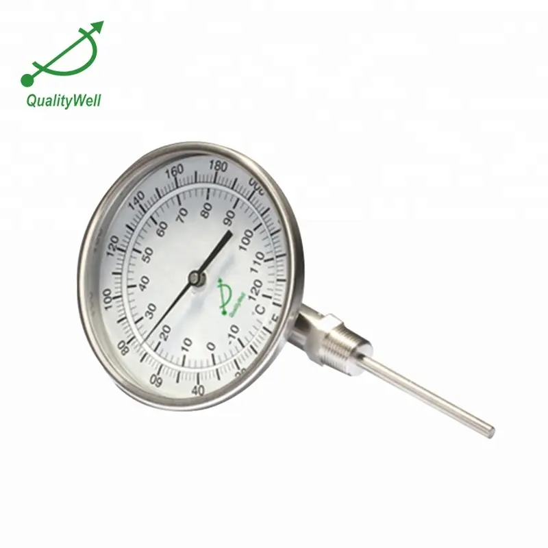 5 inch bottom connection bimetal pipe thermometer temperature gauge