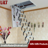 Escalera Colgante Plegable de Acero Moderna, Escalera Telescópica con Capacidad de Carga de 300 kg para Uso en Áticos