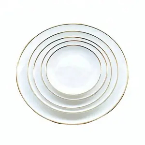 Керамическая фарфоровая золотистая Серебристая круглая тарелка с оправой для свадьбы, отеля, ресторана