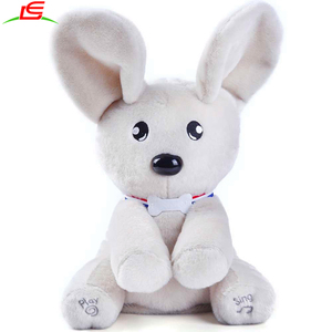 Suave lindo perro de peluche hablar cantar pequeño animal de peluche cachorro para Kid chica chico bebé adolescente niño blanco - Product Image 1