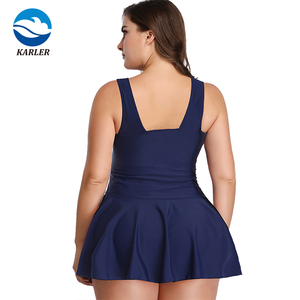 ملابس سباحة نسائية من قطعتين بمقاسات كبيرة، بدلة استحمام وفستان - Product Image 6