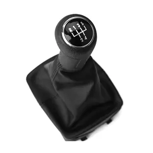 5 velocidade couro Novo design Do Carro da shift de engrenagem knob capa de inicialização PARA VW Polo 9N 9N2 2002-2009 manopla de câmbio