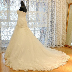 Suzhou – robe de mariée élégante en dentelle, sans bretelles, queue de poisson, vente en gros - Product Image 3