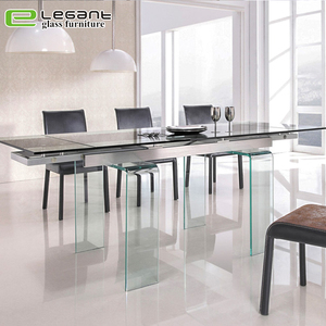 Muebles <span class=keywords><strong>de</strong></span> Restaurante, Mesa <span class=keywords><strong>de</strong></span> <span class=keywords><strong>Comedor</strong></span> Extensible <span class=keywords><strong>de</strong></span> Vidrio Curvado en Caliente - Product Image 1