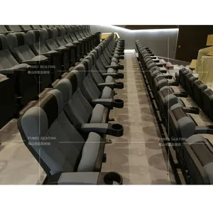 Used Folding Movie Theater Seats Wholesale Fabric Professional Theater Seats Wooden Armrests Cinema Seats Theater Chair