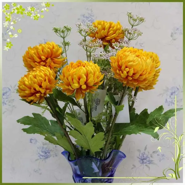 Flores artificiales de decoración de crisantemo, de corte fresco, baratas, aspecto real