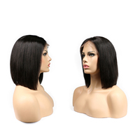 YF मध्य भाग वर्जिन पूर्ण फीता सामने विग बच्चे बाल ब्राजील के बाल Wigs के साथ पूर्व Plucked लघु बॉब Wigs
