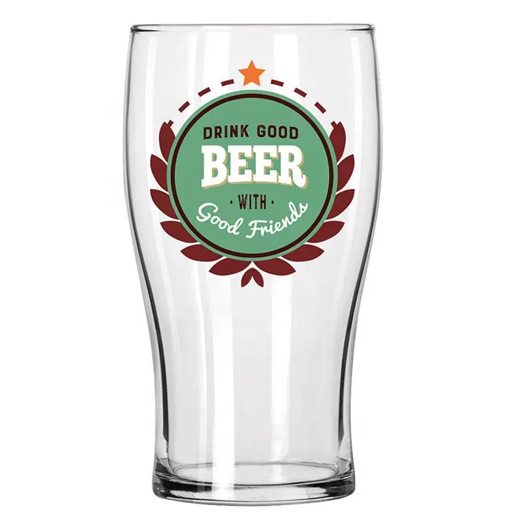 Óculos de cerveja de alta bola, vidro impresso com tinta, copo, bebedouro, vidro com logotipo