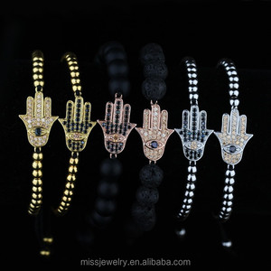 Missjewelry Bijoux Hamsa Perle Carrée Bracelet Logo Personnalisé - Product Image 1