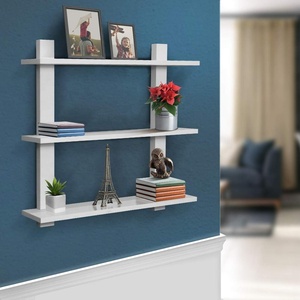 3 niveaux Blanc Étagère Flottante Asymétrique Carré Étagère Murale Suspendue Décorative Affichage Mural Étagère Suspendue - Product Image 3