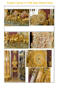 Reloj de lujo de estilo italiano, cronógrafo antiguo chapado en oro de 24K, para suelo de <span class=keywords><strong>abuelo</strong></span>, péndulo decorado - Product Image 5