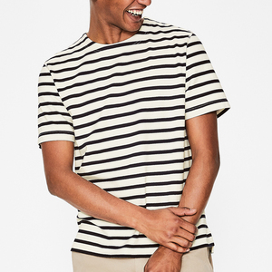 Men Black and White Stripe T-shirt Shortsleeve Horizontal <strong>Navy</strong> Stripe <strong>Tshirt</strong> - Product Image 2