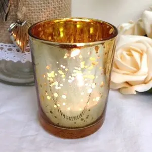 Nóng bán sọc Hàng Mã thủy tinh tealight chủ thủy ngân vàng hồng vàng đỏ kính vàng mã người giữ ngọn nến