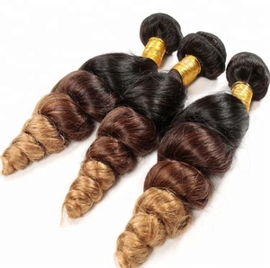 批发10a级印度原装处女雷米人发1b 4 27织宽松波浪形三色毛发束 - Product Image 3