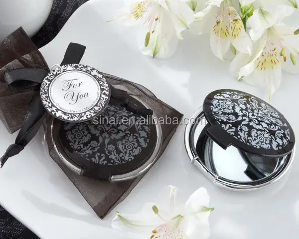 Wedding Gift Reflections Elegant Black-und-White Mirror Compact