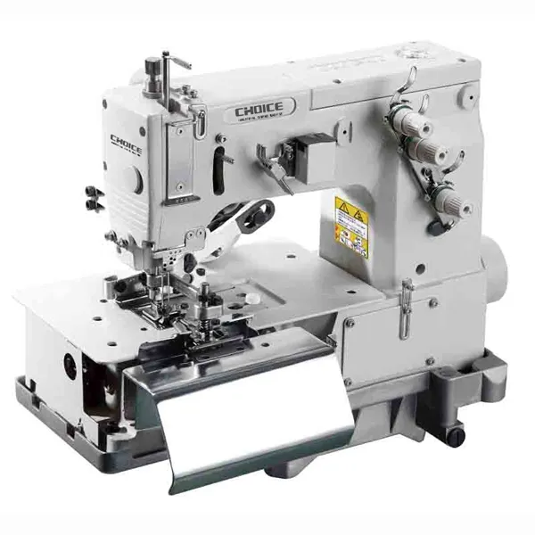 Gc2000c máquina de costura com agulha dupla, máquina de costura com cortador frontal de tecido