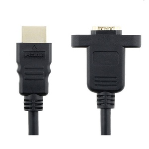 Échantillon gratuit personnalisé Câble de <span class=keywords><strong>rallonge</strong></span> HDM mâle à HDM femelle à angle droit à 90 degrés Hdtv Câble de montage sur panneau trou de vis PVC doré - Product Image 5