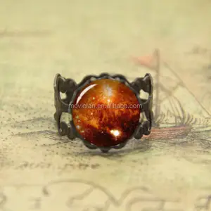 Supernova explosion, space nebula galaxy adjustable ring ,antique bronze 14mm ring