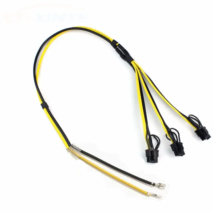 Connector PC Terminal to 3x PCI-E PCIe PCI E Express 8 pin (6+2)pin Graphics Video Card GPU Power Supply Cable 12AWG+16AWG