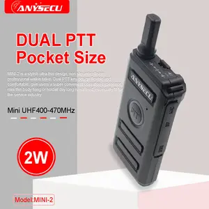 Dupla PTT chave design!! Nova ANYSECU Mini Rádio MINI-2 UHF400-470MHz 16CH Walkie Talkie para a indústria de serviços