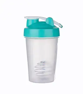 Novo Design BPA livre 400ML 600ML garrafa de água de plástico em pó de proteína shakers plástico, garrafa de água de esportes com bola de metal