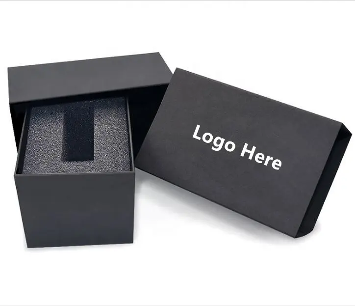 ZWBC1 Noire En Carton Boîtes de Montre avec Coussin En Mousse Papier Cadeau Boîte Insert En Mousse