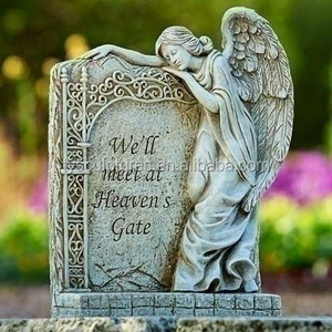 Tombstone funerario con grabado de Ángel, piedras de fibra de vidrio, gemas de Ángel llorón, gran oferta - Product Image 1