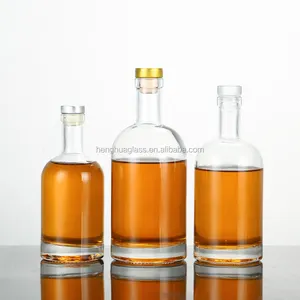 wholesale spot goods high quality 750ml 500ml 375ml liquor bottles empty Vodka Sprits glass bottle with glass cork
