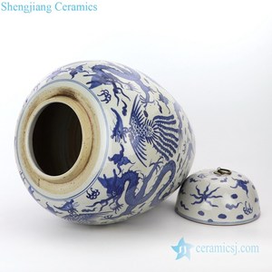 RZPI27-A Jingdezhen แท่นบูชาแตงโมฤดูหนาวสีฟ้าและสีขาวทาสีด้วยมือพร้อมขวดเซรามิกฝาปิด - Product Image 5