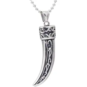 316 stainless steel Ox horn pendant necklaces for men vintage jewelry party punk man personality necklace