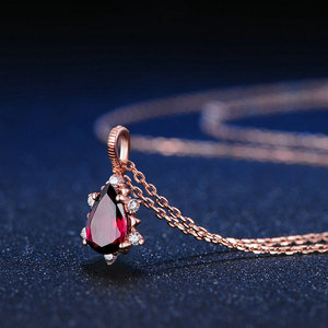 Naturale Della Pietra Preziosa Dell'<span class=keywords><strong>argento</strong></span> Sterlina 925 5x7 millimetri Perla Cut Rosso Granato Pyrope Collana S925 Per Le Donne NI024 - Product Image 3