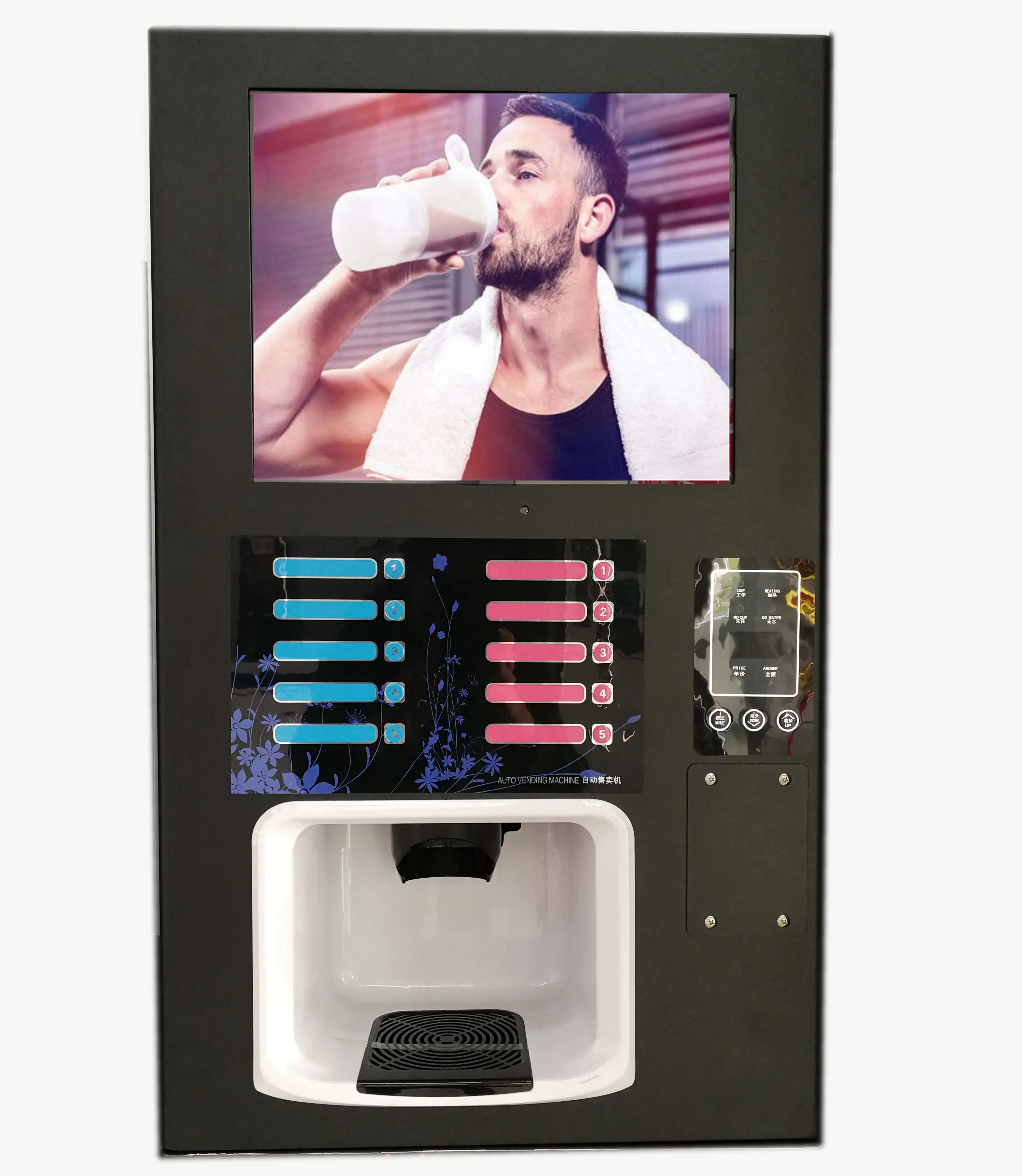 Máquina de venda automática de proteína, dispensador de bebidas com tela lcd para propaganda, centro de academia