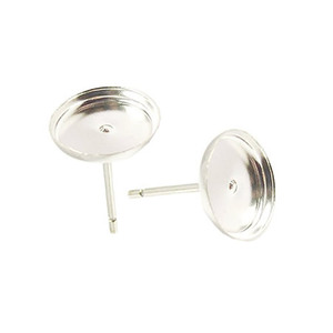 Beadsnice ID 27064 Plata <span class=keywords><strong>de</strong></span> <span class=keywords><strong>ley</strong></span> 925 aretes <span class=keywords><strong>de</strong></span> base del poste haciendo 12mm ronda aretes - Product Image 5
