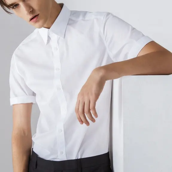 2020 Summer hot sale men's white short sleeve white breathable shirts