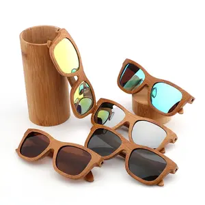 نظارات شمسية مصنوعة من خشب الخيزران 100% ومحترقة بالكهرباء إصدار 2024 نظارات شمسية عصرية من الخشب البني
