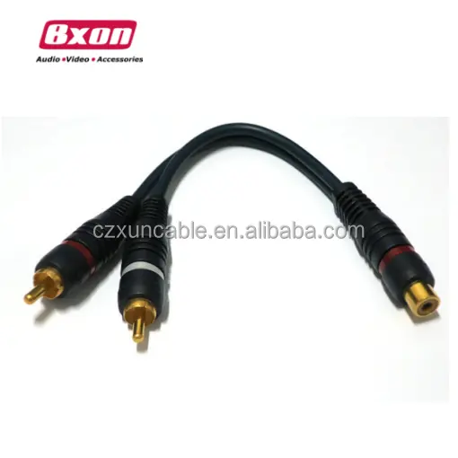 20cm RCA Y Splitter Cable 2 RCA Male to 1 RCA Female