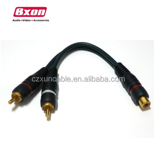 20cm RCA Y Splitter Cable 2 RCA Male to 1 RCA Female