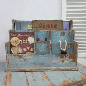 Giá Để Tạp Chí Bằng Gỗ Shabby Chic Cho Máy Tính Để Bàn, Gỗ Sơn Mộc Mạc Đau Khổ Để Bàn Văn Phòng Tổ Chức Lưu Trữ Bằng Gỗ - Product Image 5