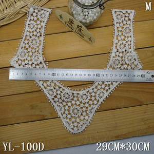 Cuello de encaje beige de ganchillo <span class=keywords><strong>bordado</strong></span> de algodón antiguo - Product Image 3