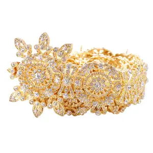 Nieuwe metallic goud bruid riem met volledige crystal Turkse bruiloft strass riem royal wedding riem gevuld met goud