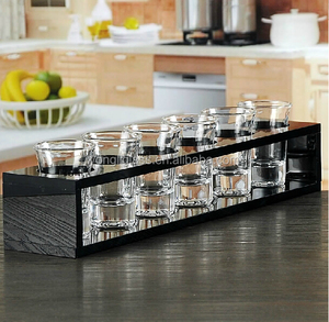 卸売鉛フリーショットグラス、木製トレイ付きショットグラス、スプリットショットグラス - Product Image 3