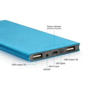 Wholesale 20000mah Colorful Mobile Fast Charger Dual USB Portable Ultra Slim Power Bank With LED Torch for laptop