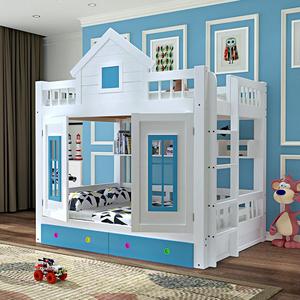 European Design Blue Pine Solid Wood Convertible Multifunction Wooden Princess <strong>Bunk</strong> <strong>Bed</strong> Kids <strong>Bunk</strong> <strong>Bed</strong> With Slide And Table - Product Image 3