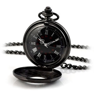 Offres Spéciales Mode Fob <span class=keywords><strong>Montre</strong></span> Chiffres Romains Design Horloge À Quartz En Alliage Hommes Femmes Collier Chaîne Noir <span class=keywords><strong>Montre</strong></span> de Poche - Product Image 1